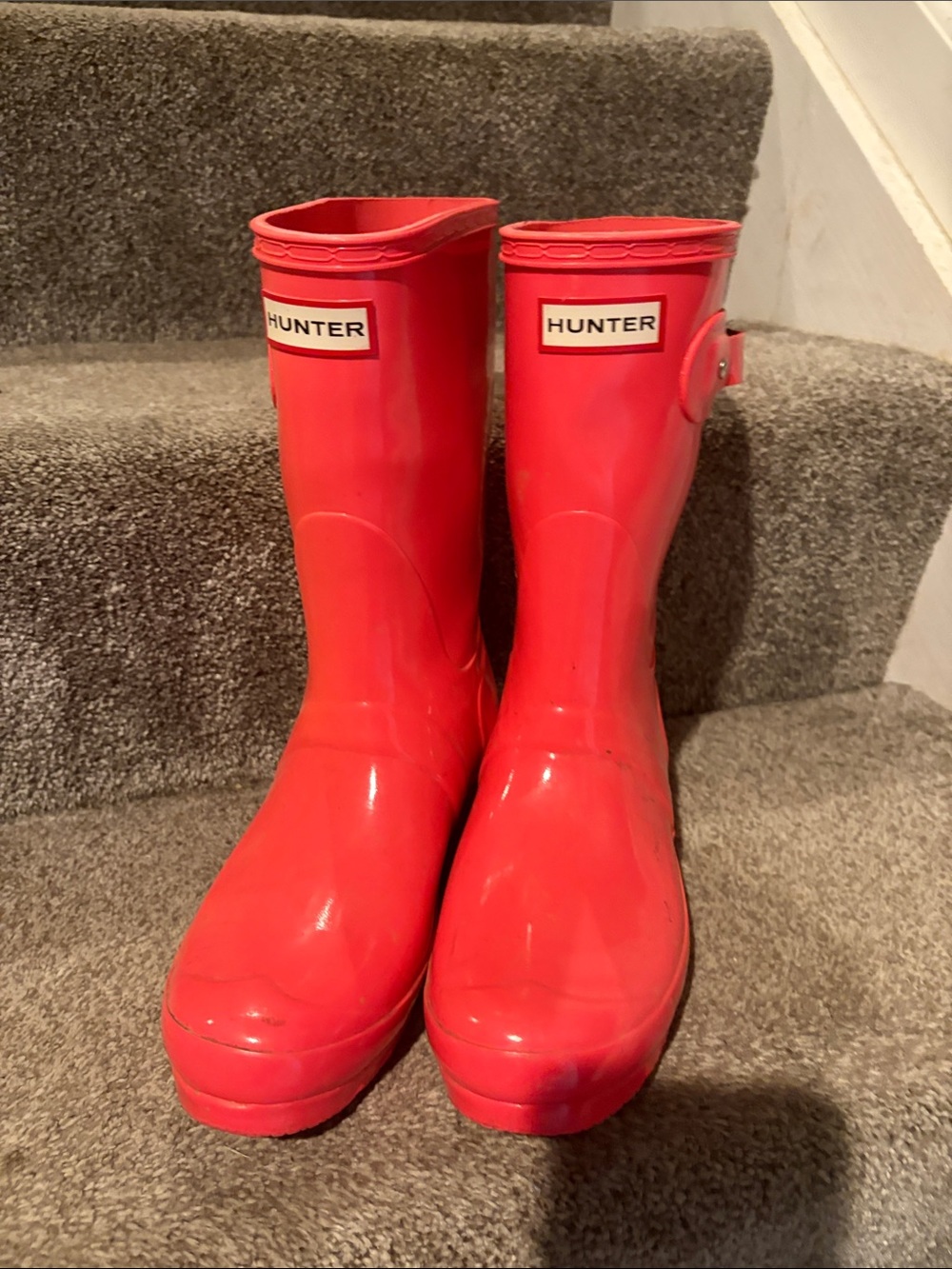 Hunter Women's Short Rain Boots - Bright Red Gloss